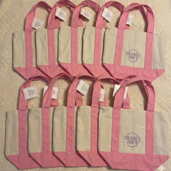 Trader Joe's Handbags - LOT OF 10! NEW!! Pink Pastel Trader Joe's Mini Canvas Tote Bags